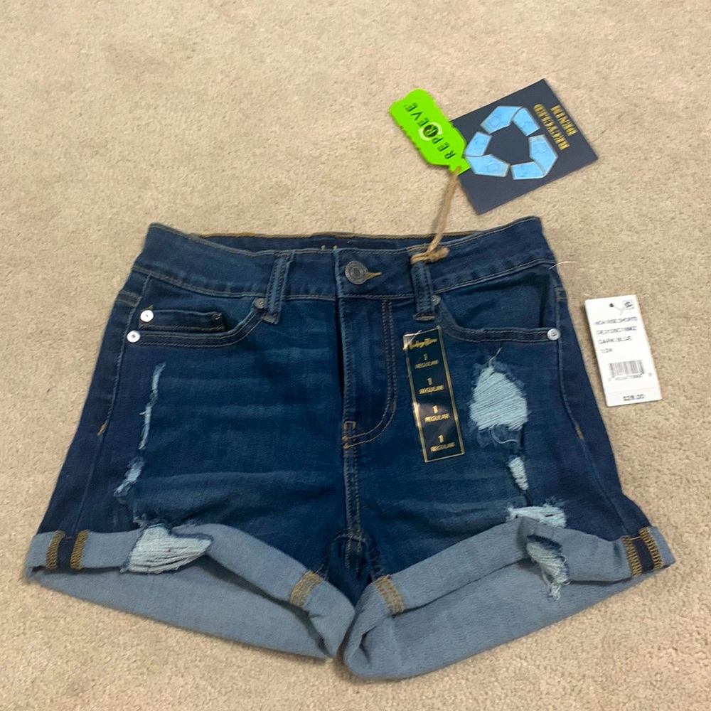 Indigo Rein high rise dark denim blue shorts size 1 waist 24